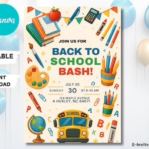 Back to School Invitation: Editable School Event Flyer (Canva Template, Digital Download)