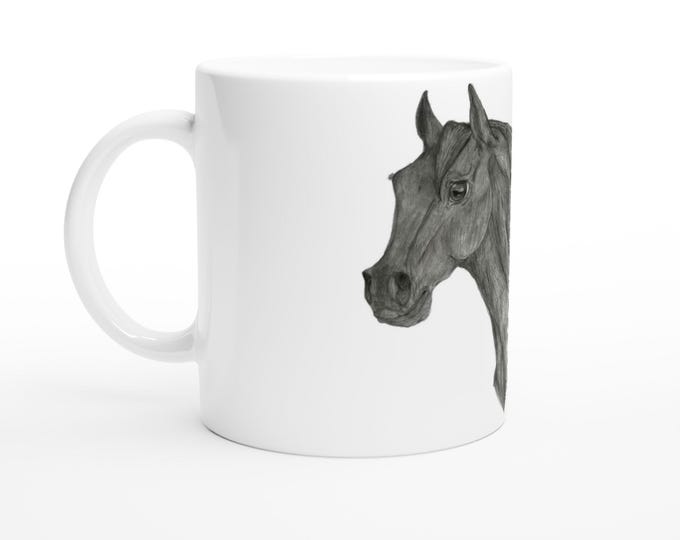 Arabian Horse Black And White Fine Art White 11oz Ceramic Mug