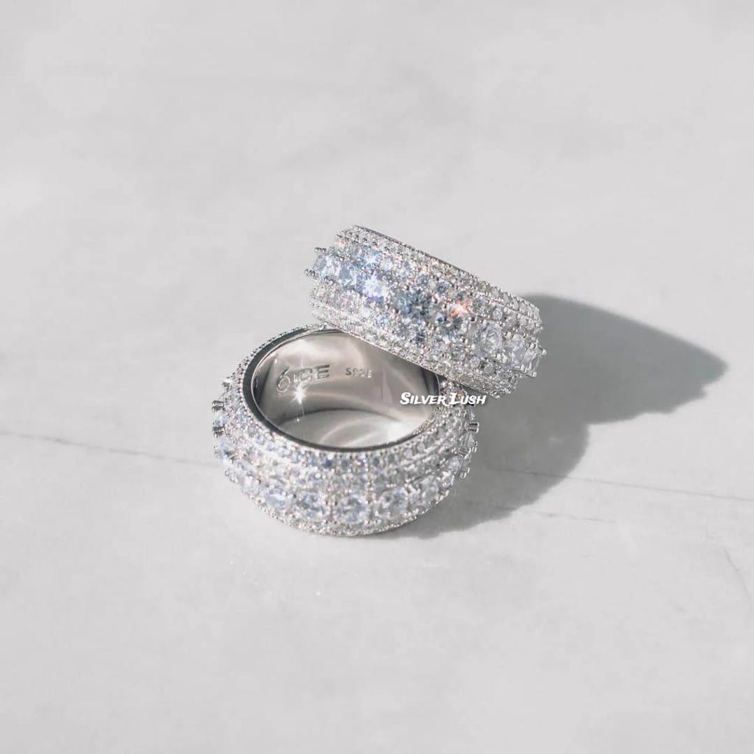 Moissanite Diamond Eternity Wedding Band: 14k Gold Over 925 Silver - Etsy