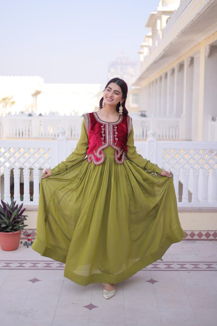 Parrot Green Gown - Etsy