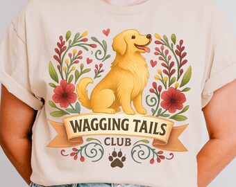 Golden Retriever PNG: Wagging Tails Club, Dog Lover Clipart (Digital Download)