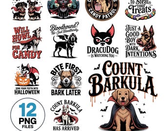 Funny Halloween Dog PNG Bundle: Vampire Puppy Clipart (Digital Download