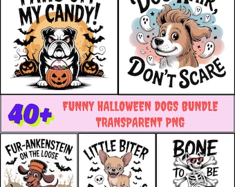 Funny Halloween Dog PNG Bundle: Retro Spooky Clipart (Digital Download)