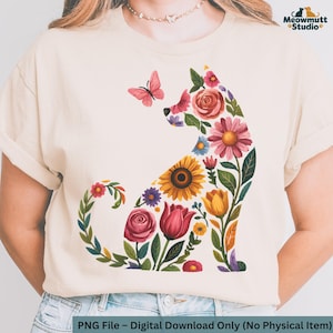 Floral Dog PNG: Wildflower Silhouette Clipart (Digital Download