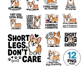 Funny Corgi PNG Bundle: Sassy Dog Quotes, Corgi Mom Designs (Digital Download)