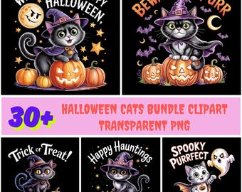 Watercolor Witch Cat PNG: Halloween Costume Clipart (Digital Download 2000x2000 px)
