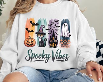 Spooky Halloween PNG: Witch Cat, Pumpkin, Ghost Clipart (Digital Download)