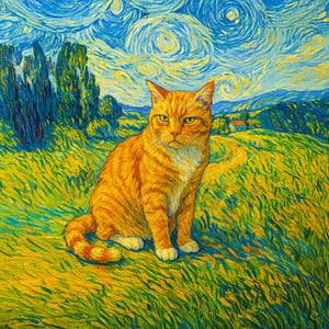 Van Gogh Style Pet Portrait – Custom Canvas Art for Dog or Cat | Memorial Gift