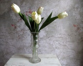 Modern Textured Glass Vase by E O Brody , Vintage Bark Texture MCM American Glass Vase , Clear Glass Vase , Minimalist Brutalist Decor