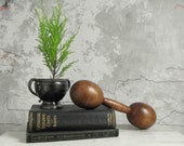Wooden Exercise Dumbbell Hand Weight , 1920s Half Pound Wood Dumbbell , Vintage Home Decor