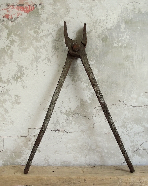 Old Primitive Blacksmith Made Tongs B-4. 