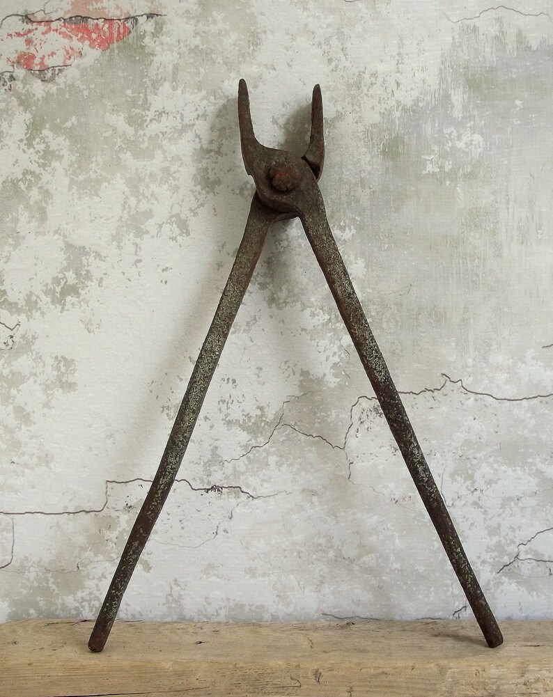 Antique Blacksmith Tongs Primitive Hand Iron Duck Etsy