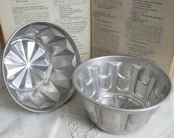 Aluminum Jelly Molds , Two Vintage Pudding Molds , Vintage Kitchenalia Photo Food Prop