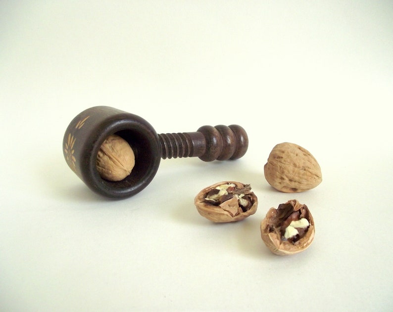Wooden Screw Nutcracker Vintage Carved Wood Nut Cracker with Etsy