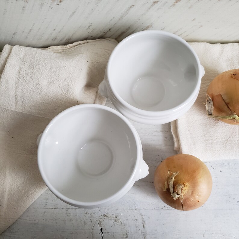 French Lion Head Soup Bowls White Ironstone French Onion Etsy