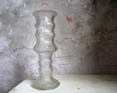 Modern Textured Glass Vase by E O Brody , Vintage Bark Texture MCM American Glass Vase , Clear Glass Vase , Minimalist Brutalist Decor