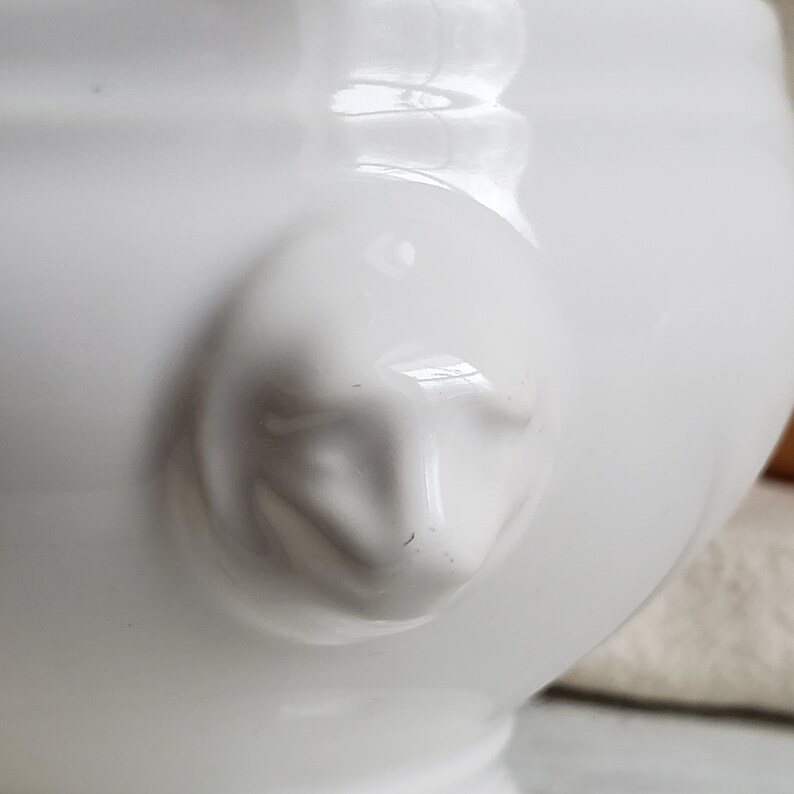 French Lion Head Soup Bowls White Ironstone French Onion Etsy