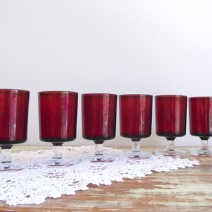 Red Luminarc Aperitif Glasses , Set of 6 Vintage Ruby Glasses by Verrerie D'Arques France , Red French Stemware Holiday Table Decor image 8