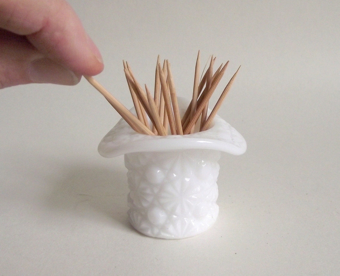 Fenton Milk Glass Top Hat Toothpick Holder in Daisy Button Etsy Canada