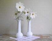 Hobnail Milk Glass Bud Vases by E O Brody Co Pair of  White Hobnail Glass Vases, Vintage Wedding Decor , White Home Decor, Cottage Chic