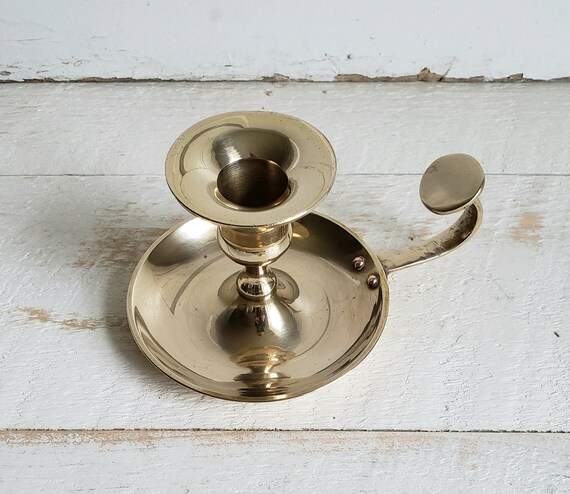 Brass Chamberstick Candle Holder , Vintage Brass Candlestick