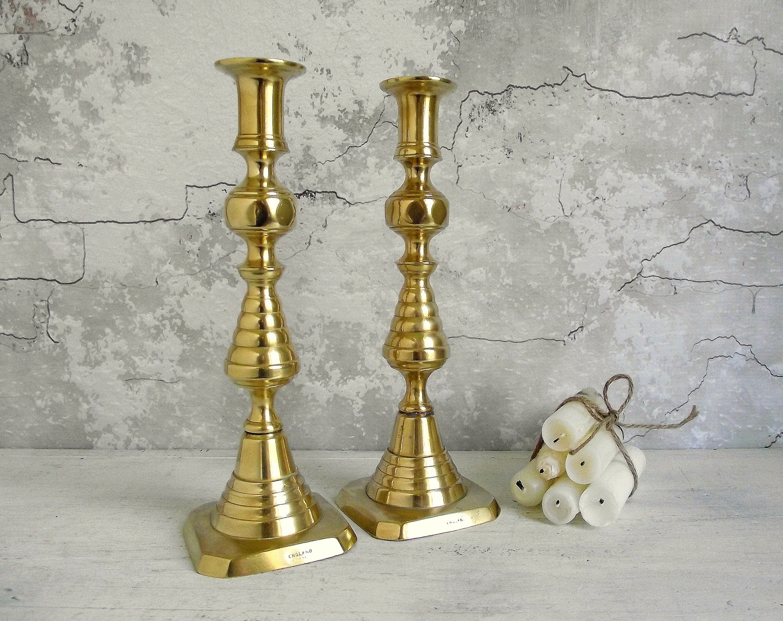 Brass Beehive Candlestick with Push Up Rods Antique 19th Etsy
