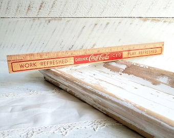 Vintage Coca-Cola Wood Ruler , 12 Inch Coca-Cola Advertising Ruler