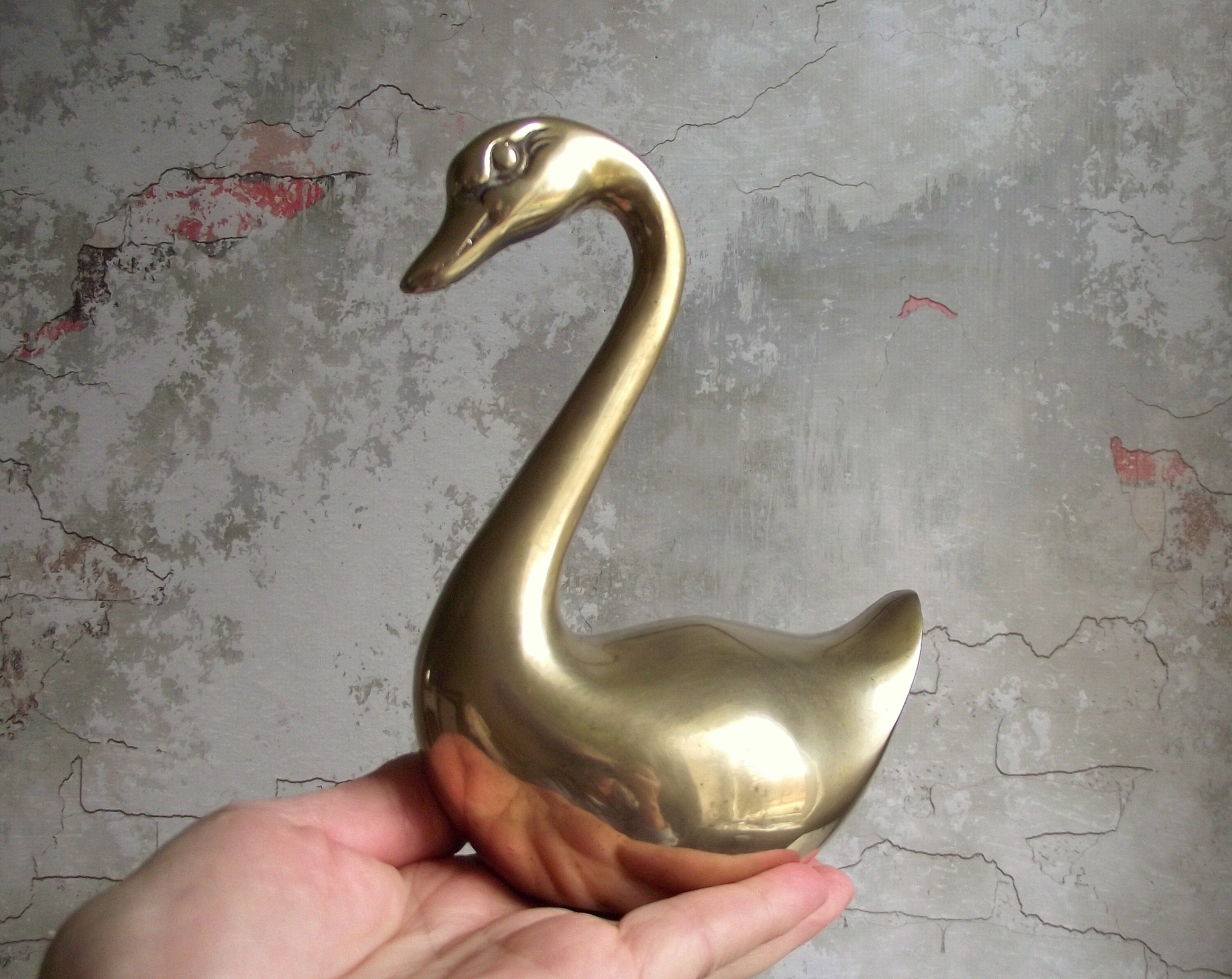 Vintage Brass Birds Set of 2 Midcentury Brass Swans