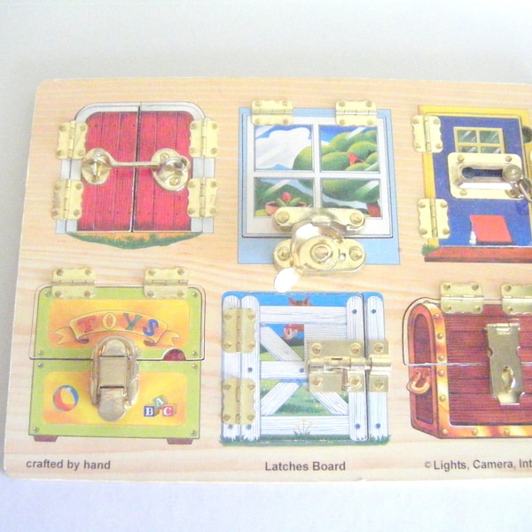 Vintage Latches Wooden Busy Board Melissa and Doug Collectible