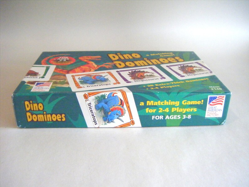 Vintage Dinosaur Dominoes Game Toy Children Play Kids Parenting Education Teacher TableTop