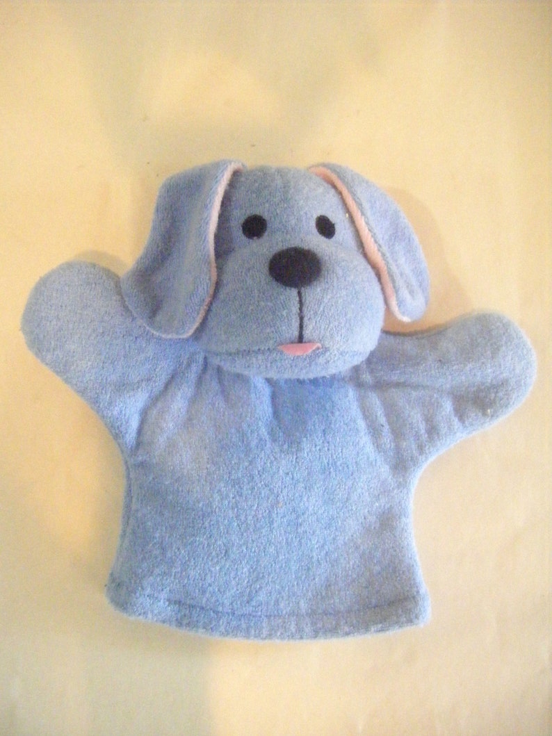 Vintage Blue Puppy Dog Hand Puppet Plush Pups Puppet Show Stuffed Make Believe Collectible image 3