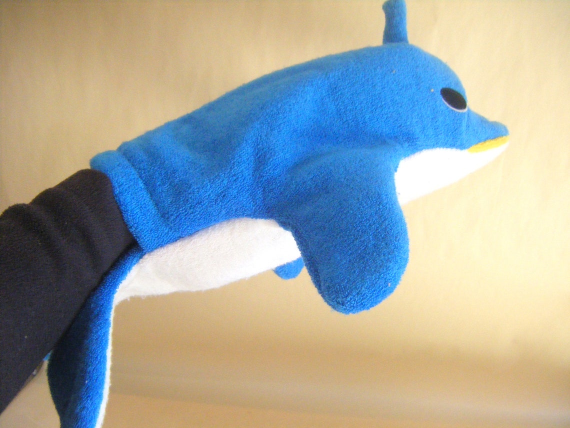 Vintage Blue Dolphin Hand Puppet Plush Pups Toy Children Play Etsy