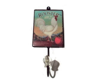 Vintage Rooster Wall Hook, Farmhouse Kitchen Decor
