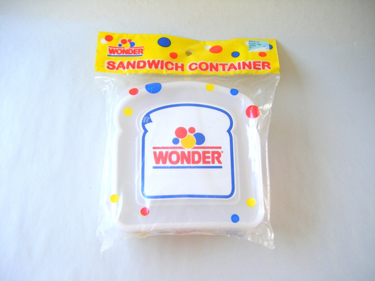 Vintage Wonder Bread Sandwich Container Lunch Box Keeper Collectible Multi  Colored Dots Still in Packaging Never Used Food Storage Kitchen
