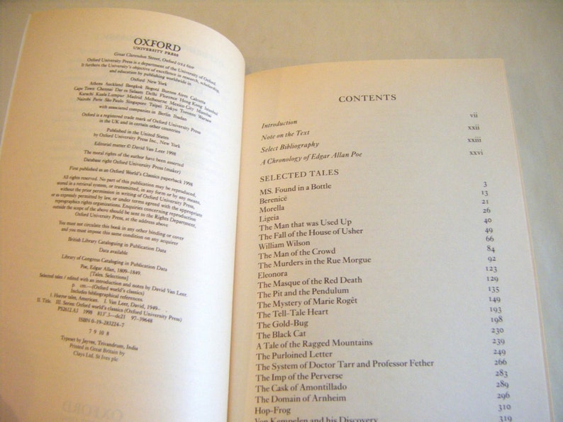 Edgar Allan Poe Selected Tales Vintage Paperback Book Short Stories ...