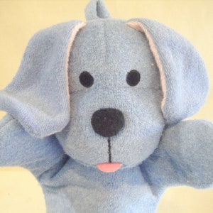 Vintage Blue Puppy Dog Hand Puppet Plush Pups Puppet Show Stuffed Make Believe Collectible image 1