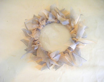 Rag Ribbon Mini Wreath Handtied Home Decor Fun Orange Black Grey