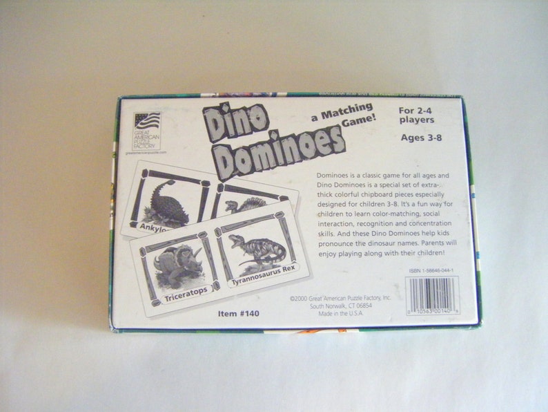 Vintage Dinosaur Dominoes Game Toy Children Play Kids Parenting Education Teacher TableTop