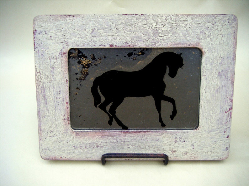 Equestrian Horse Silhouette Antiqued Mirror in Distressed Barn Red Rustic Frame Country Chic Cottage Farm Ranch Stallion Horseback Western image 2