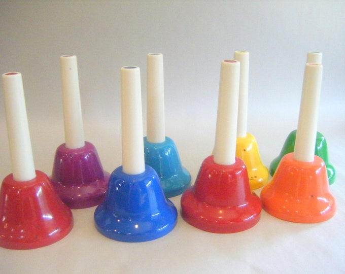 Vintage 8 Note Handbell Set Kidsplay Colorful Music Bells Children Play