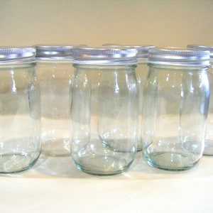 Set of 6 Clear 16 oz Glass Jars with Lid Canning Jelly Juice Storage Kitchen Bathroom Home  Crafting Jar Organization Decanter Vase