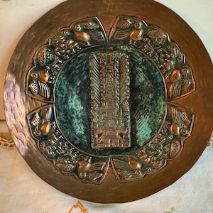 Vintage Copper Mayan King Inca Wall Hanging Plate