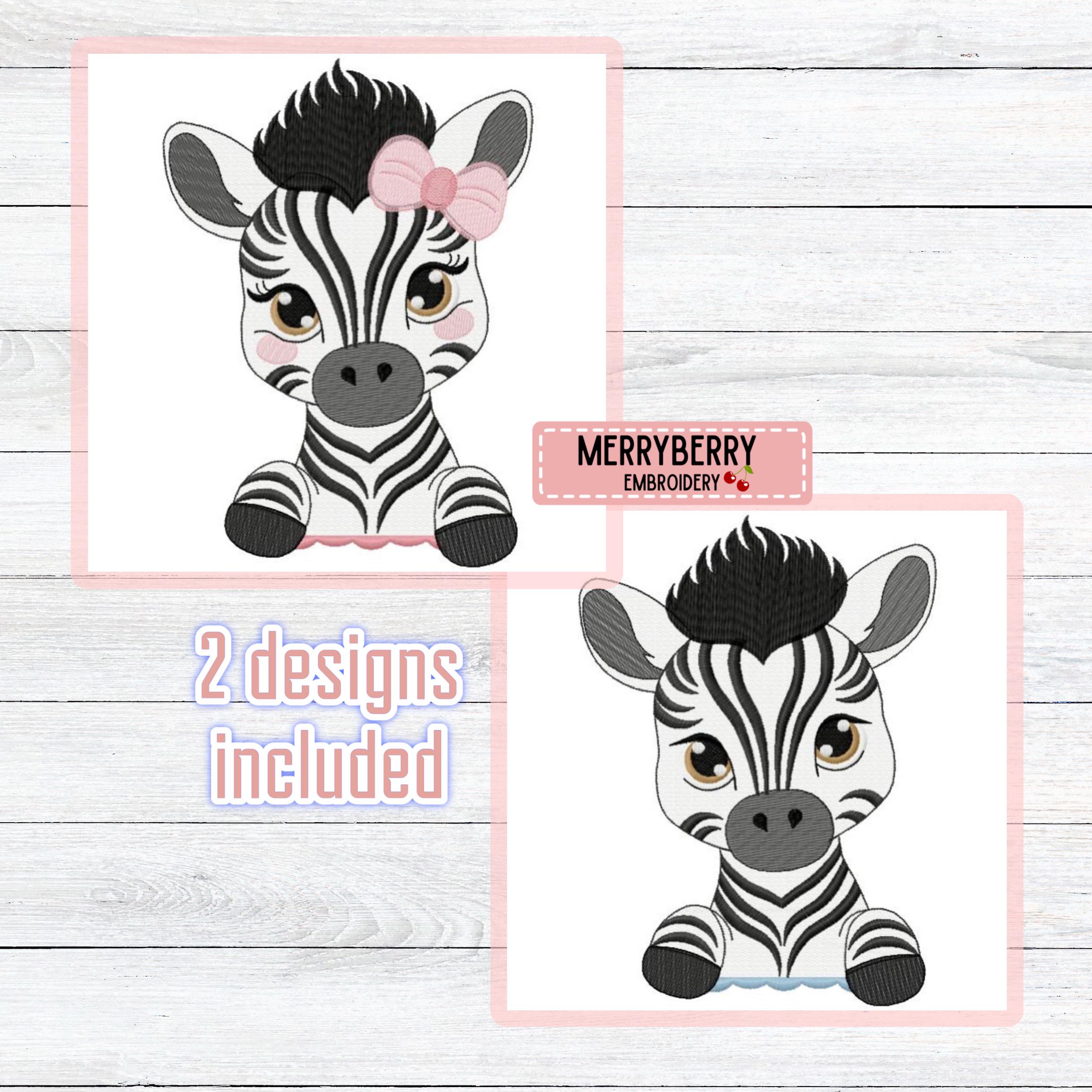 Cute Zebra Set Embroidery Design - Instant Download Digital File for ...