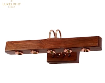 Handcrafted Acacia Wood Picture Light: Warm White LED Art Lighting, 17 Inch