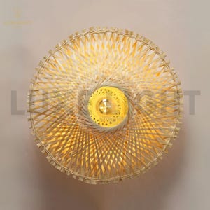 Rattan Sconce Round Sconce Light, Minimal Bamboo Wall Lamp, Handmade Woven lamp, Baho wall sconce, Modern Rustic home decor , farmhouse Lamp