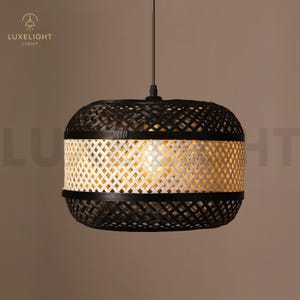 Moderne handgewebte Bambus Pendelleuchte Rattan Bambus Weben Küche Wohnzimmer Cafe Deckenleuchten LED-Leuchten Vintage Kronleuchter