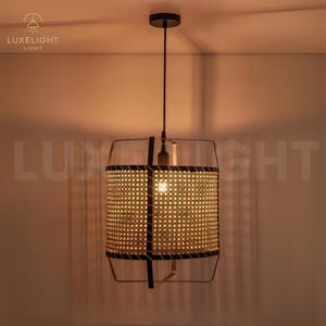 Cylindrical Shape Handmade Bamboo Pendant Light,Eco-Friendly Bamboo Chandelier,Natural Bmaboo Lighting,Rattan Ceiling Lighting,Hanging Lamps
