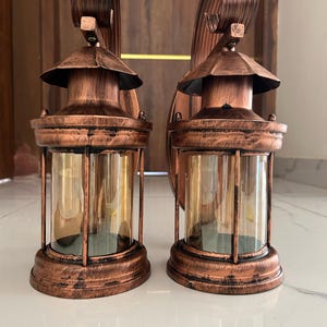 Antique wall sconce pair vintage wall sconce Copper vintage wall lamp rustic wall Light brass wall sconce boho Lamp for farmhouse, cafe.