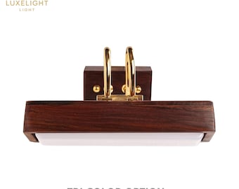 Handmade Sheesham Wood Wall Sconce: Tri-Color LED Vanity Light
