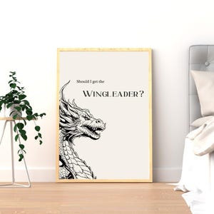 Fourth Wing Dragon Quote Print Digital Download Rebecca Yarros Wingleader Wall Art Book Lover Gift Fantasy Literature Printable
